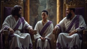 Les rois Saül et David qui conseillent Améthyste