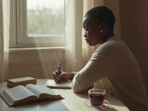 améthyste en train d'écrire