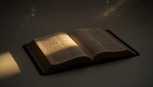 Bible ouverte partiellement éclairée, illustration de lire la Bible autrement et de découvrir ce qui n’était pas vu